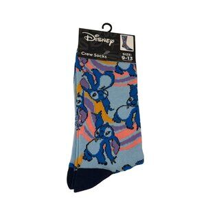 Blue Cartoon Alien Crew Socks Fun Colorful Mens 9-13 Novelty